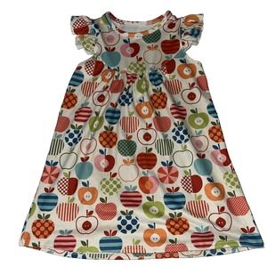 Boutique Girls Polka Dot Stripe Apple Ruffle Sleeve Dress BTS 6